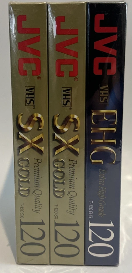 Cintas de video VHS JVC T-120 EHG T-120 SX selladas de fábrica en blanco paquete de 3 NUEVO Foto 2 de 4