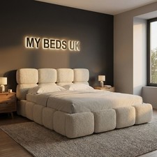 Teddy Marshmallow Design Boucle Handmade bespoke Bed + Headboard + mattress