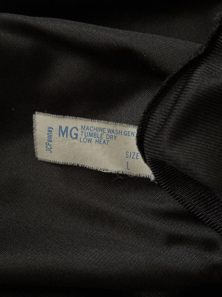 Vintage JC Penney Gorgeous Black Satin Half Slip Lace Trim Red Ribbon Detail L - Image 4 of 4