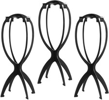 Wig Stand Head Holder for Multiple Wigs Black 3 Pack