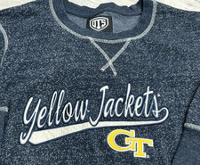 OTS Georgia Tech GT Yellow Jackets Sweater Crewneck Navy Blue Heathered LARGE