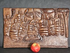 Antique Carved Tibetan Yew Wood buddhist Monks Wall Panel. Very Rare. 18&rdquo;x10.5&rdquo;