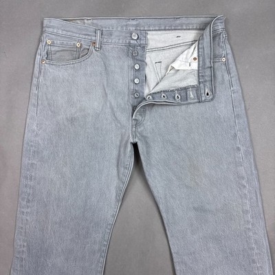 Levis 501 Jeans Mens 40x30 Gray Denim Pants Button Fly Work Straight (Tag40x32)