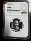 1959 25C Proof Silver Washington Quarter NGC Graded PF 69