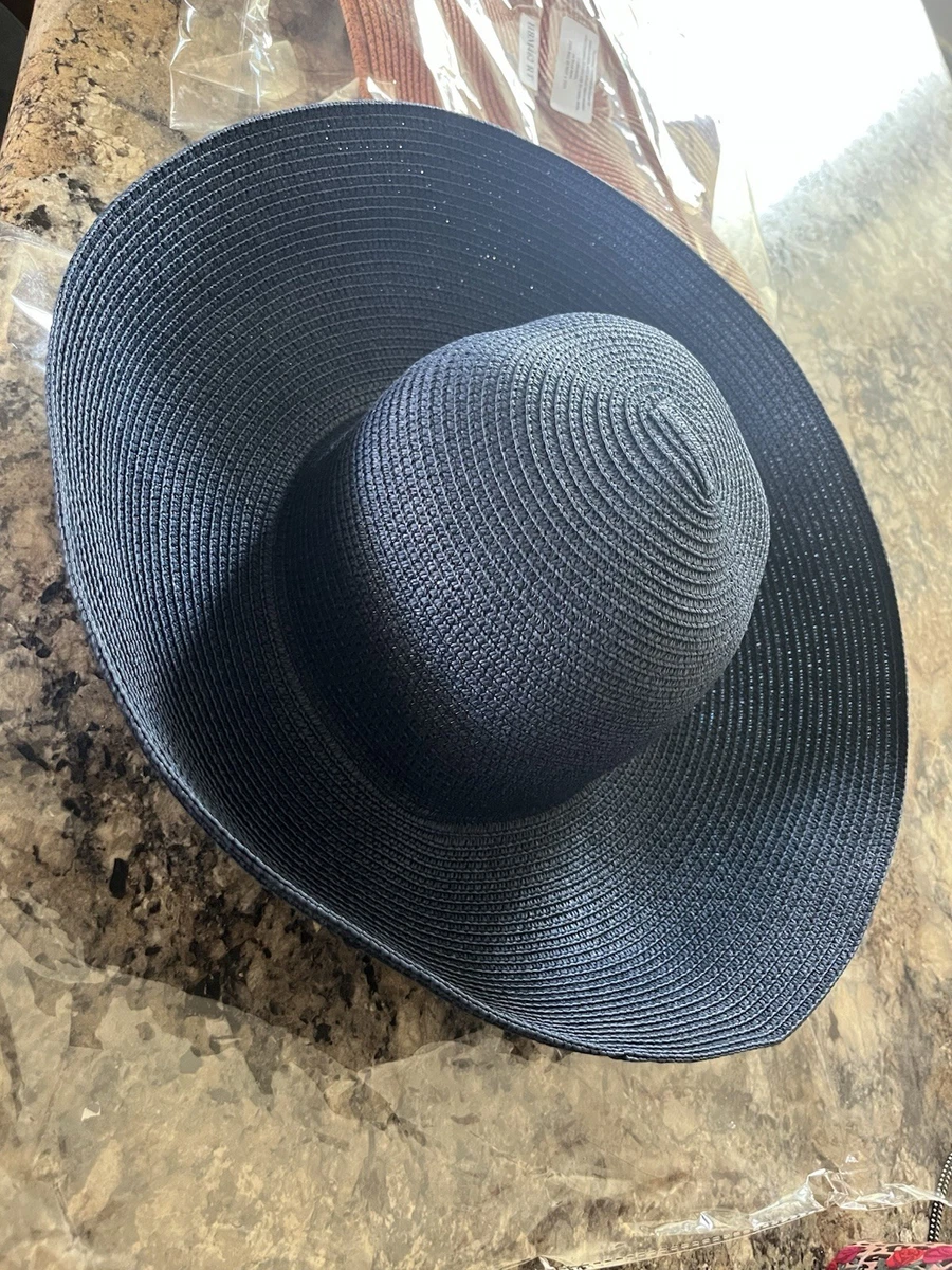 Vintage Navy Blue Straw Bowler Derby Hat Rolled Brim Vintage Straw Breton Hat, Women Bowler Hat, 1980s Hat  main image 3