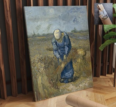 Landschaftsarbeit Landwirtschaft Felder Van Gogh Frauen Bindegarben Hirse 22 x 30 Zoll