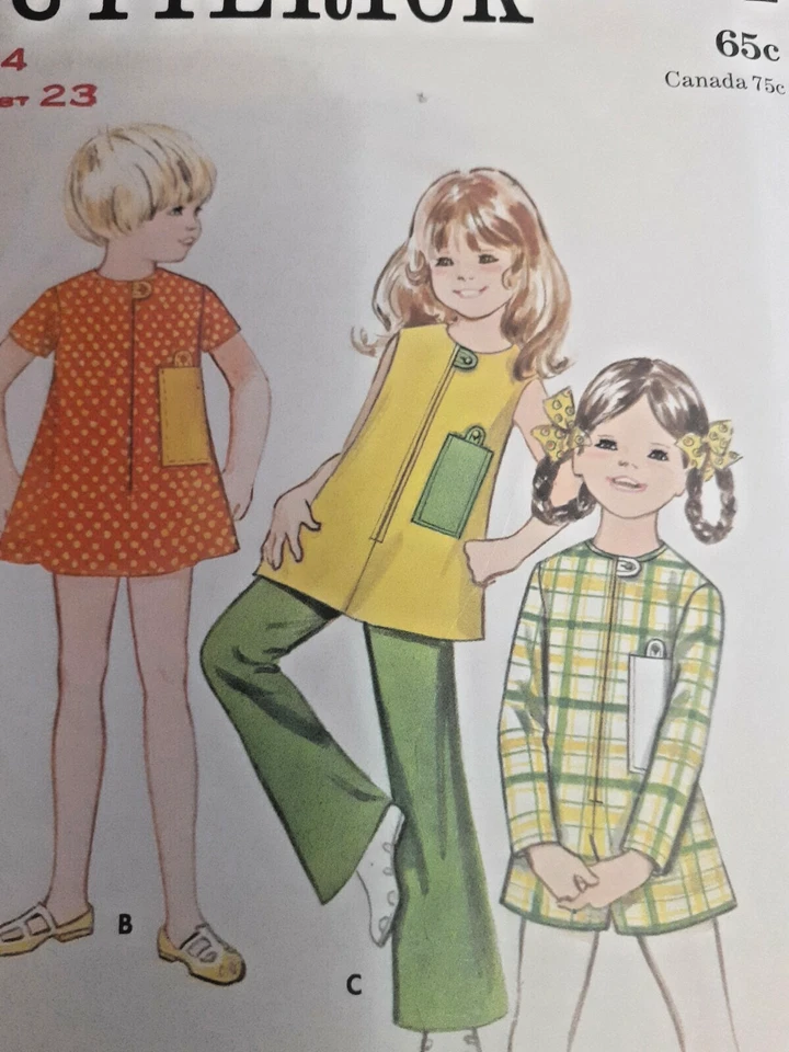 Butterick 5742 Dress Tunic Pants Pantdress Romper Sewing Pattern Girls 4 UC VTG - Image 2 of 4