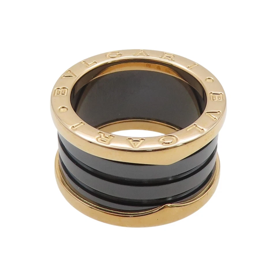 Anillo de cerámica BVLGARI B-zero1 oro rosa 18KPG negro usado unisex EE. UU. talla 5 Foto 3 de 4