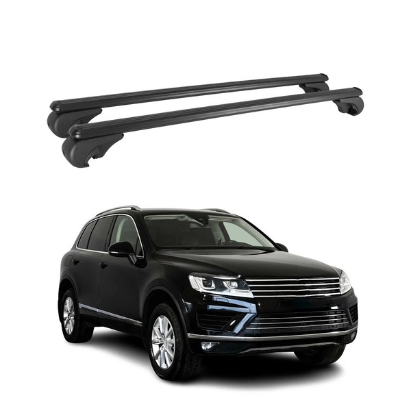 DachträGer FüR VW Touareg 2010-2018 GepäCkträGer GrundträGer Alu Schwarz 2X-image