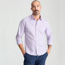 UNTUCKit Wrinkle-Free Dolcetto Dress Shirt Pink/Blue/White Plaid Check Medium