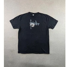 Vintage Quicksilver T Shirt Mens XL Slim Black Big Graphic Logo Y2K Surf Skate