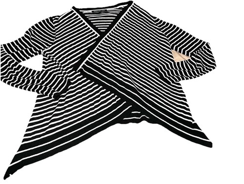 NWT Jones New York Women's Open Cardigan in Black White Pinstripes Size M