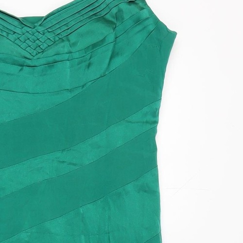Karen Millen Green Hi-Low Silk Party Dress Size 12 - Picture 7 of 12