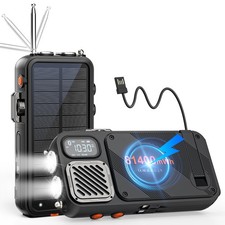 Emergency Radio 22000mAh Solar Power Bank, FM NOAA Weather Radio, Portable Ha...