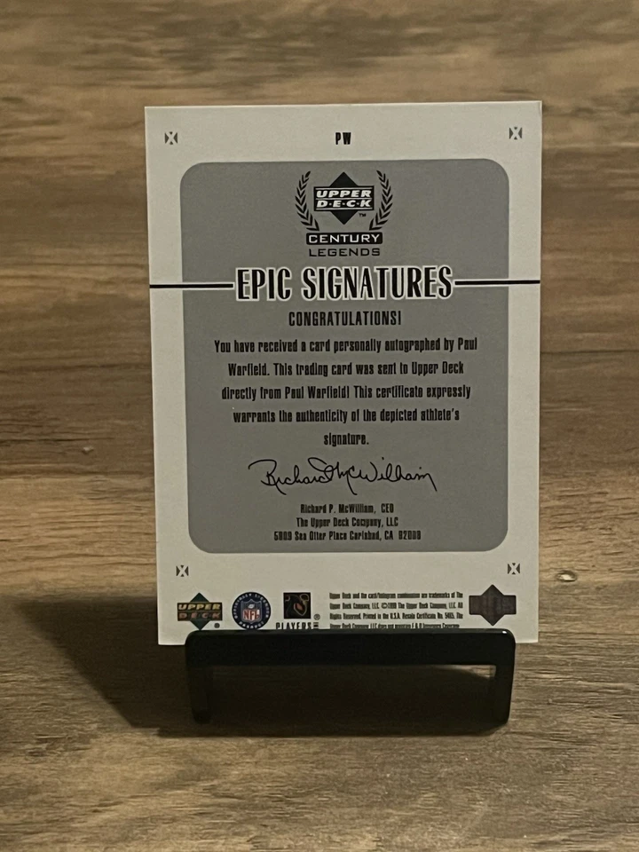 1999 Upper Deck Century Legends Paul Warfield Epic Signatures Auto - Image 3 of 3