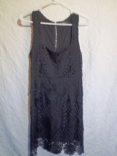 Lulus Black Mesh Lace Cocktail Dress Wedding Dress Sleeveless Zip Back M