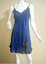Women's Blue100 Silk Robe Dress Sleepwear Lingerie Nightdress Size M