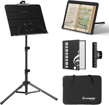 K KASONIC - Dual-Use Folding Sheet Music Stand & Desktop Book Black 