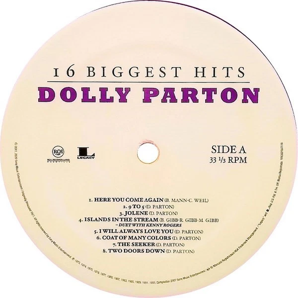 DOLLY PARTON - 16 GREATEST HITS - LP - VIOLET VINYL - BRAND NEW - FREE SHIPPING! - Image 4 of 4