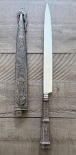 Vintage Argentina INOX Gaucho Knife w/ Silver Handle & Scabbard