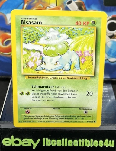 German Pokemon Card Bulbasaur  Bisasam 044/102 Base Set Regular 1999 WOTC NM F/S