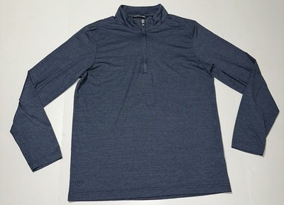 Travis Mathew Men s Medium 1/4 Zip Long Sleeve Golf Pullover Blue EUC
