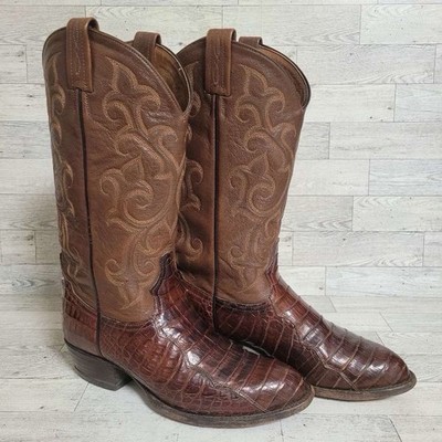 Men's Tony Lama Caiman Exotic Brown Leather Western Rodeo Cowboy Boots Size 8