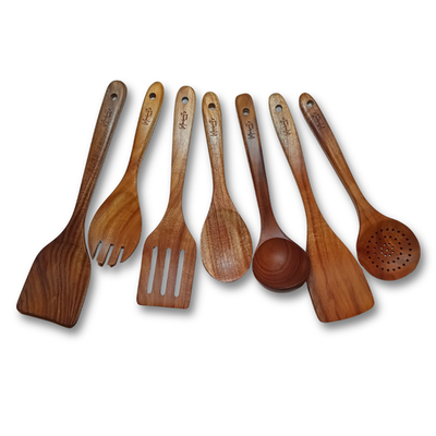 #ad #ad Teak Wood Cooking Utensils 7 Piece Set Oil Finish No Lacquer Eco Friendly $42.99