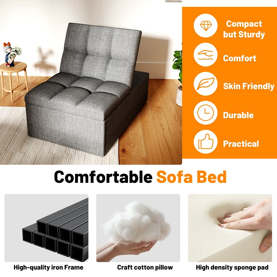 Schlafsofa Schlafsessel, Einzelsofa mit Bettfunktion, Relaxsessel mit Rückenkiss - Bild 4 von 4