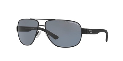 Armani Exchange Men's Ax2012s Rectangular Sunglasses Matte Black/Grey Polarized