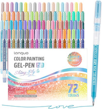 Glitter Gel Pens, 72 Pack Colored Pens for Black Paper White Paper, 1.0Mm Poin