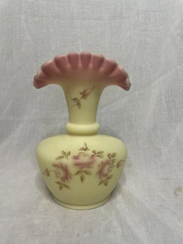 Fenton Burmese Glass Vase 85th Anniversary 1990