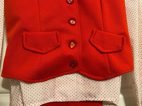 Vintage 70s Retro Orange Pants Vest Suit Dotted Swiss Shirt Matching Set Sz XS - Picture 2 of 20