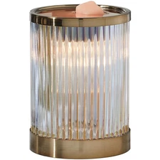 Full Size Ribbed Glass Wax Warmer, Decorative Fragrance Melter with Light
