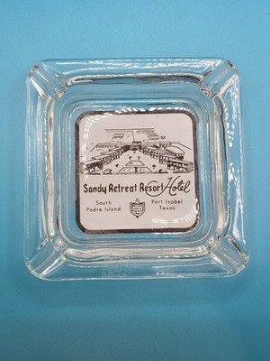 VTG Rare Glass Ashtray Sandy Retreat Resort Hotel South Padre Island Port Isabel