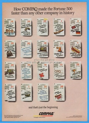 1986 Compaq Computer Made Fortune 500 Faster NYSE Information Vintage print ad