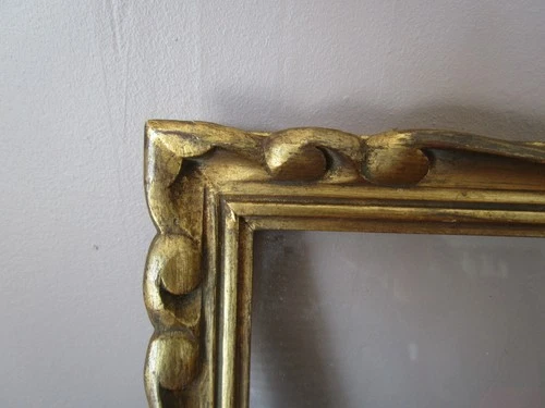 Small Antique Carved Wood Frame Gilded with Glass