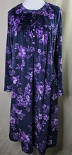 Aria Collection Nightgown Womens S Blue Purple Floral Velour Long Sleeve