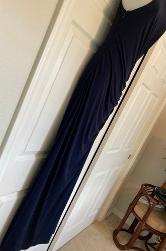 LAUNDRY SHELLI SEGAL ELEGANT Blue Beaded One Shoulder Ruched GOWN 10 PROM/CRUZ - Picture 8 of 10