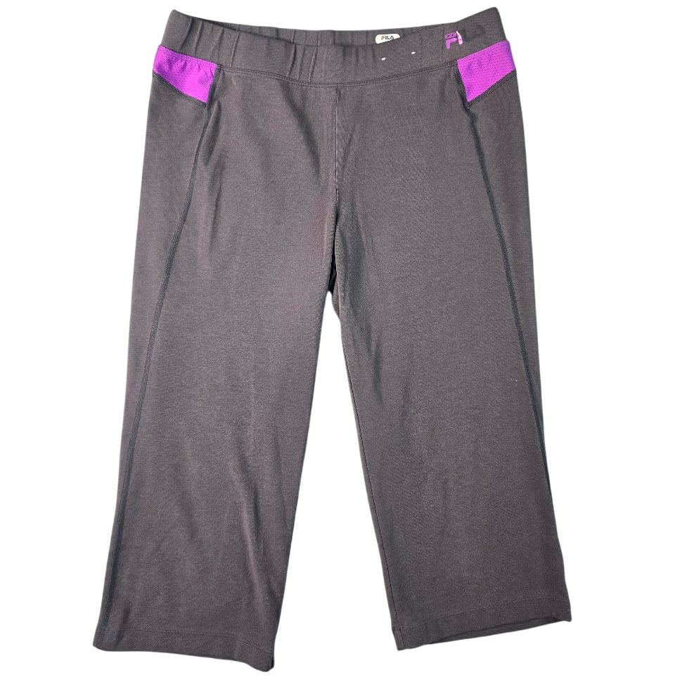 Leggings donna Fila atletici Capris grigio antracite viola accenti allenamento MED