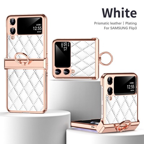 For Samsung Galaxy Z Flip3 Z Flip5 4 Plating Leather Ring Stand Hard Case Cover - Zdjęcie 14 z 34