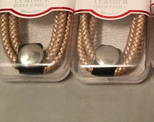 Cable de datos de cuero Mybat mirco usb puerto V9 dorado con soporte para cable Foto 4 de 4