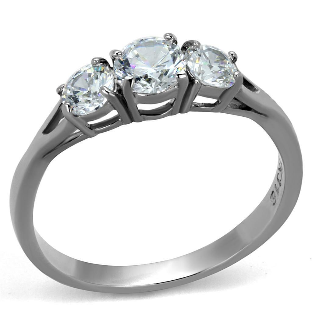 Stainless Steel Three Stone CZ Ring TK316 | eBay Stainless Steel Three Stone CZ Ring TK316 | eBay