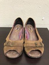 Skechers style  47092 Women brown Leather Open Toe flat Shoes Size US 8-EU 38