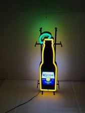 CORONA BEER LIME IN BOTTLE DOUBLE SIDED LIGHT UP BAR LED SIGN GAME ROOM MAN CAVE