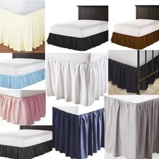 Solid Dust Ruffle Bed Skirt 630 TC Cotton Split Corner All Bed Size Drop 19" 20"