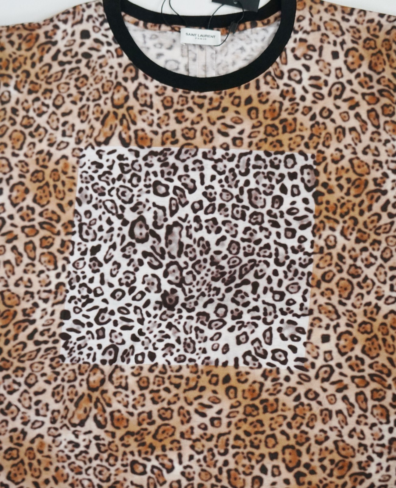 T shirt top SAINT LAURENT Paris con animali stampati LEOPARDO 100% cotone L