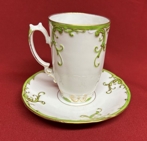 Chas. Tazza di cioccolato Ahrenfeldt Germany 3 1/8" con piattino - Foto 3 di 7