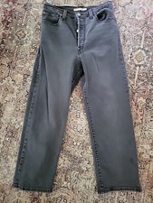 Levi's Ribcage Jeans Womens 29 X 27 Straight Ankle Black Button Fly Levis