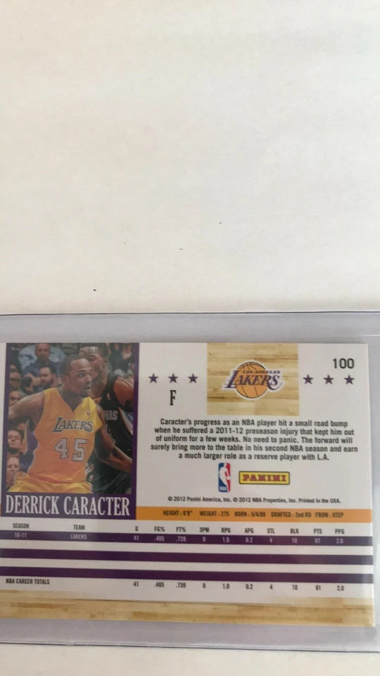 NBA HOOPS Basketball 2011-12 Derrick Caracter #100 of Lakers.NEW. - Image 2 of 3